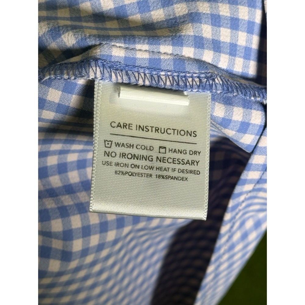 Mizzen Main Leeward Shirt Mens XL Blue Gingham Trim Fit Performance Stretch - Picture 6 of 15